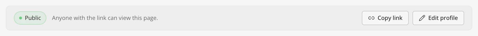 The bar at the top of your own profile page: the Private chip with Only you can see this page, Copy link and Edit profile