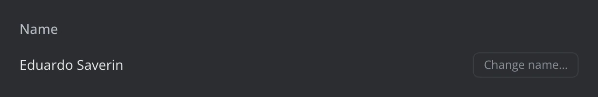 A character's Edit Window, with the name shown as text and the Change name… button beside it