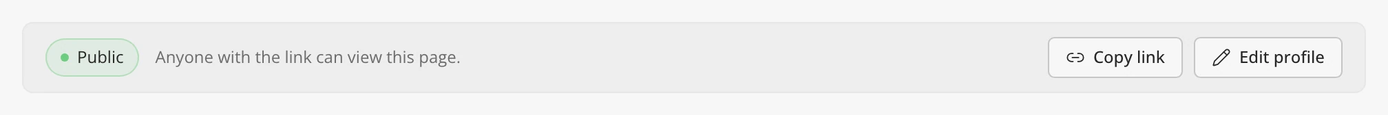 The banner at the top of your own profile page, with the visibility chip, Copy link and Edit profile