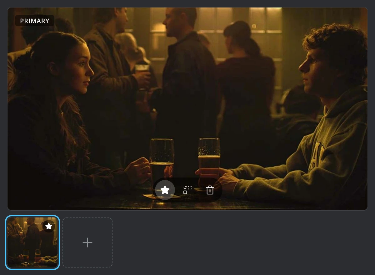 The Images section of the Edit Window, with the primary image open and its star, Replace and trash buttons, the thumbnails and the + tile