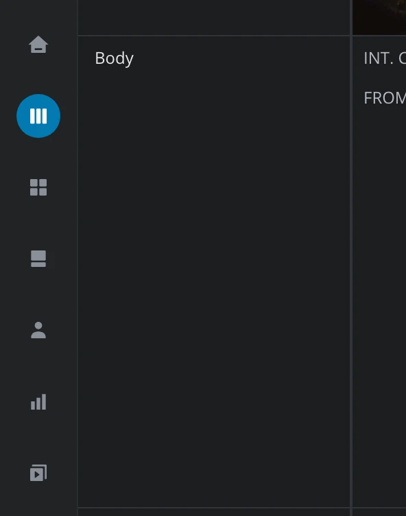 The column of view icons on the left of the Timeline, with the slideshow icon last